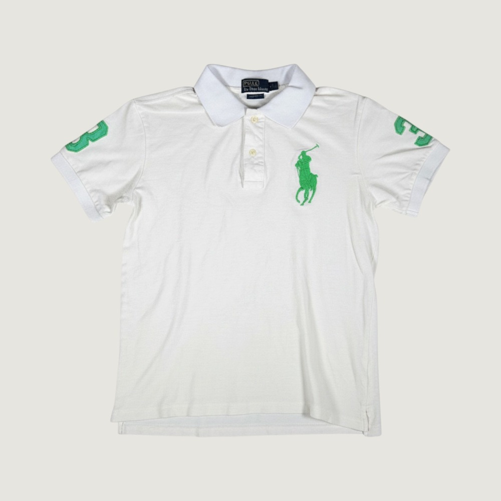 Polo Ralph Lauren Big Pony Custom Fit White Green Short Sleeve Polo Shirt Mens L